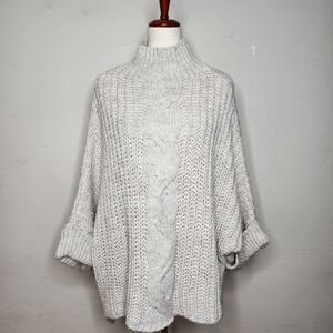 Berretti Chunky Oversized Mock Neck Cozy Sweater in Oatmeal Size L/XL